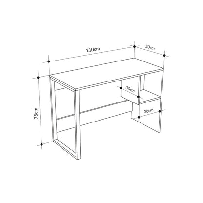 Γραφείο Εργασίας Cubo Χρώμα Λευκό - Sapphire Oak 110x50x75