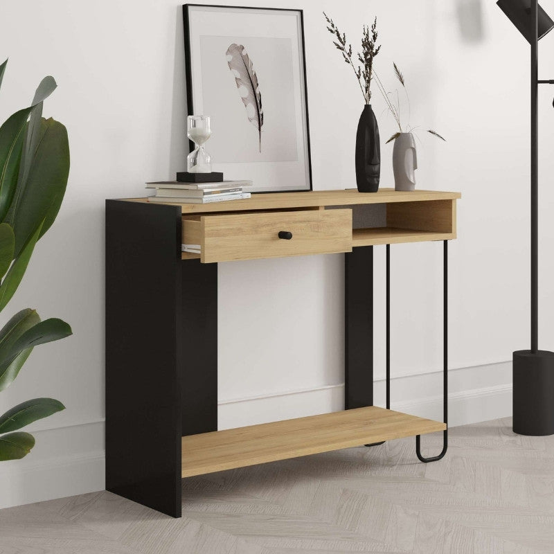 Κονσόλα Sirius Χρώμα Sapphire Oak - Silky Black 100x35x79