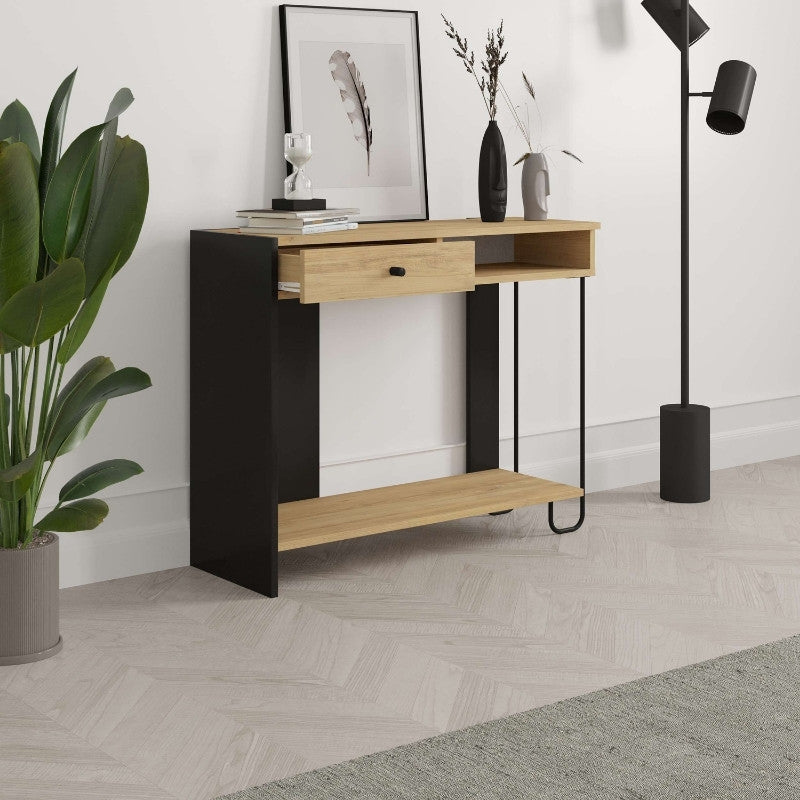 Κονσόλα Sirius Χρώμα Sapphire Oak - Silky Black 100x35x79