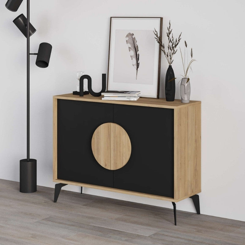 Μπουφές Gora Χρώμα Sapphire Oak - Silky Black 110x40x82