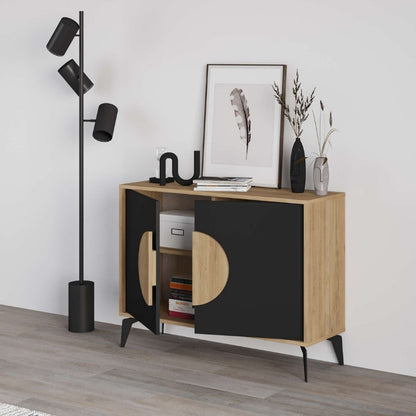 Μπουφές Gora Χρώμα Sapphire Oak - Silky Black 110x40x82
