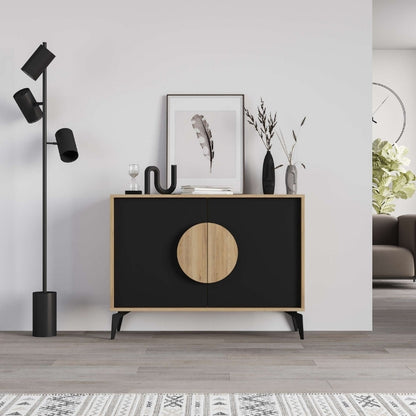 Μπουφές Gora Χρώμα Sapphire Oak - Silky Black 110x40x82