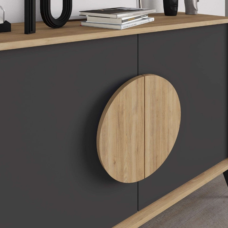 Μπουφές Gora Χρώμα Sapphire Oak - Silky Black 110x40x82