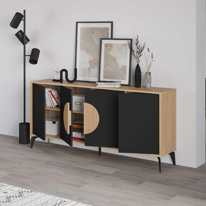 Μπουφές Gora Χρώμα Sapphire Oak - Silky Black 180x40x82