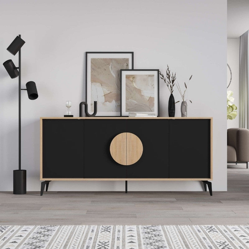 Μπουφές Gora Χρώμα Sapphire Oak - Silky Black 180x40x82