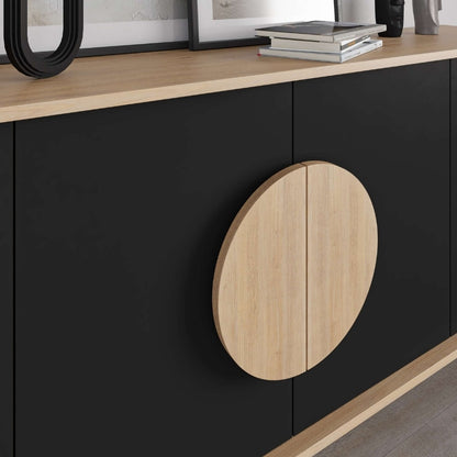 Μπουφές Gora Χρώμα Sapphire Oak - Silky Black 180x40x82
