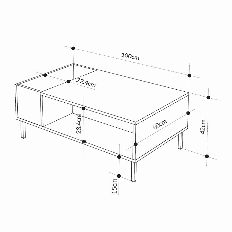 Τραπεζάκι Σαλονιού Vena Χρώμα Ash Green 100x60x42