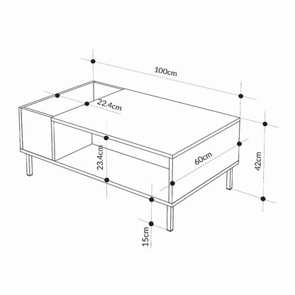 Τραπεζάκι Σαλονιού Vena Χρώμα Ash Green 100x60x42