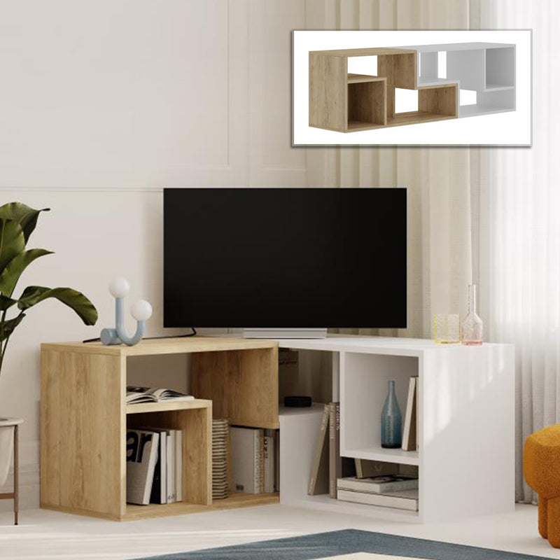 Έπιπλο Τηλεόρασης Glis Πολυμορφικό Χρώμα Sapphire Oak - Λευκό 145x35x44,8