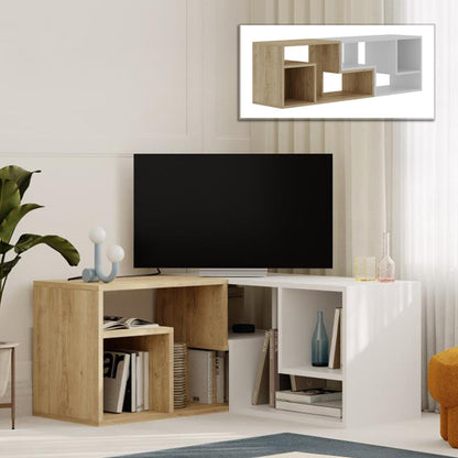 Έπιπλο Τηλεόρασης Glis Πολυμορφικό Χρώμα Sapphire Oak - Λευκό 145x35x44,8