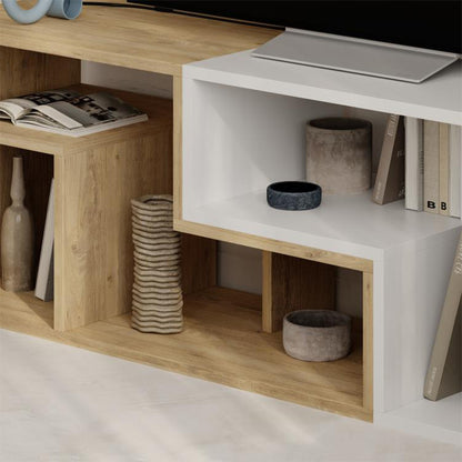 Έπιπλο Τηλεόρασης Glis Πολυμορφικό Χρώμα Sapphire Oak - Λευκό 145x35x44,8