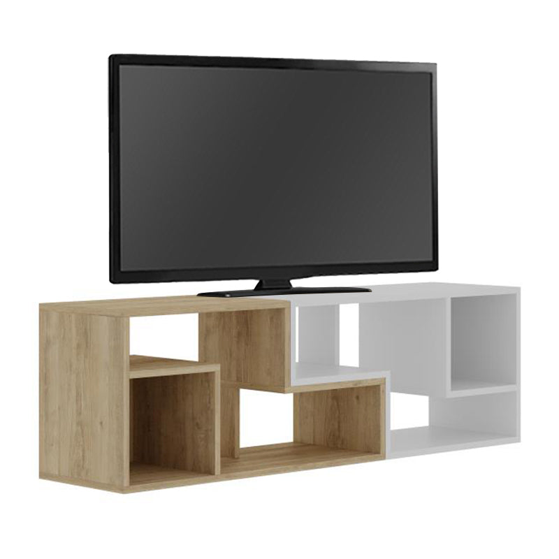 Έπιπλο Τηλεόρασης Glis Πολυμορφικό Χρώμα Sapphire Oak - Λευκό 145x35x44,8