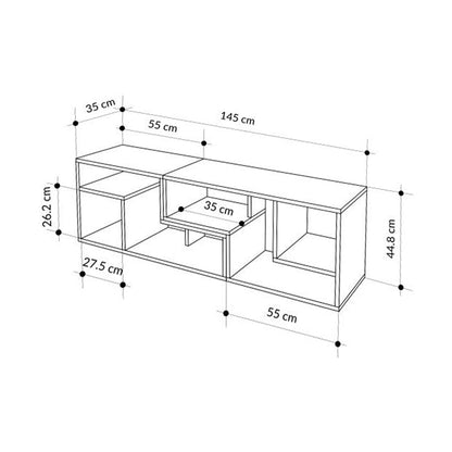 Έπιπλο Τηλεόρασης Glis Πολυμορφικό Χρώμα Ανοιχτό Καρυδί - Sandstone 145x35x44,8