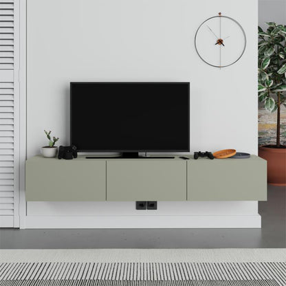 Έπιπλο Τηλεόρασης Επιτοίχιο Francy Χρώμα Ash Green 180x30x30