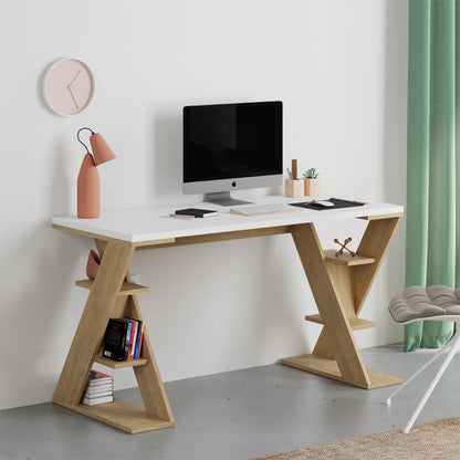 Γραφείο Εργασίας Papillon Χρώμα Sapphire Oak - Λευκό 137x60x75