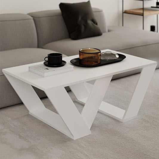 Τραπεζάκι Σαλονιού Pipra Χρώμα Λευκό 110x60x40