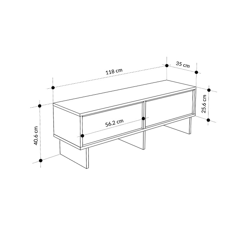 Έπιπλο Τηλεόρασης Yuki Χρώμα Sandstone - Sepet Oak 118x35x40,6