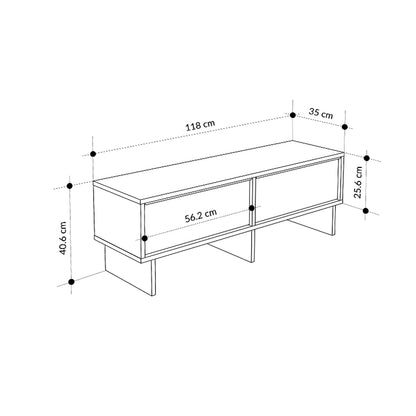 Έπιπλο Τηλεόρασης Yuki Χρώμα Sandstone - Sepet Oak 118x35x40,6