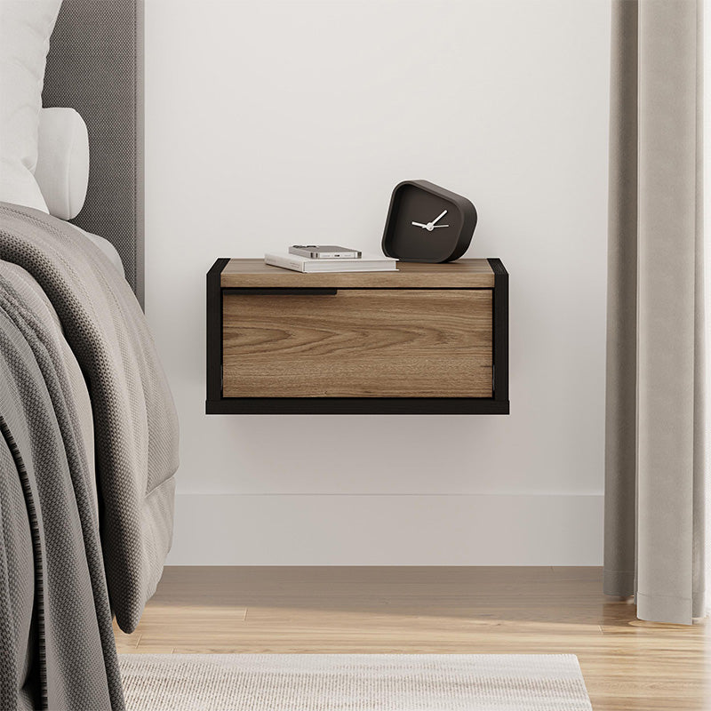 Κομοδίνο Επιτοίχιο Eco Χρώμα Black Wood - Καρυδί 40x33x18,5