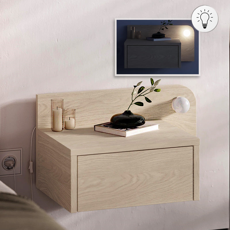Κομοδίνο Επιτοίχιο Dotta με LED Χρώμα Light Oak 52x33,6x28
