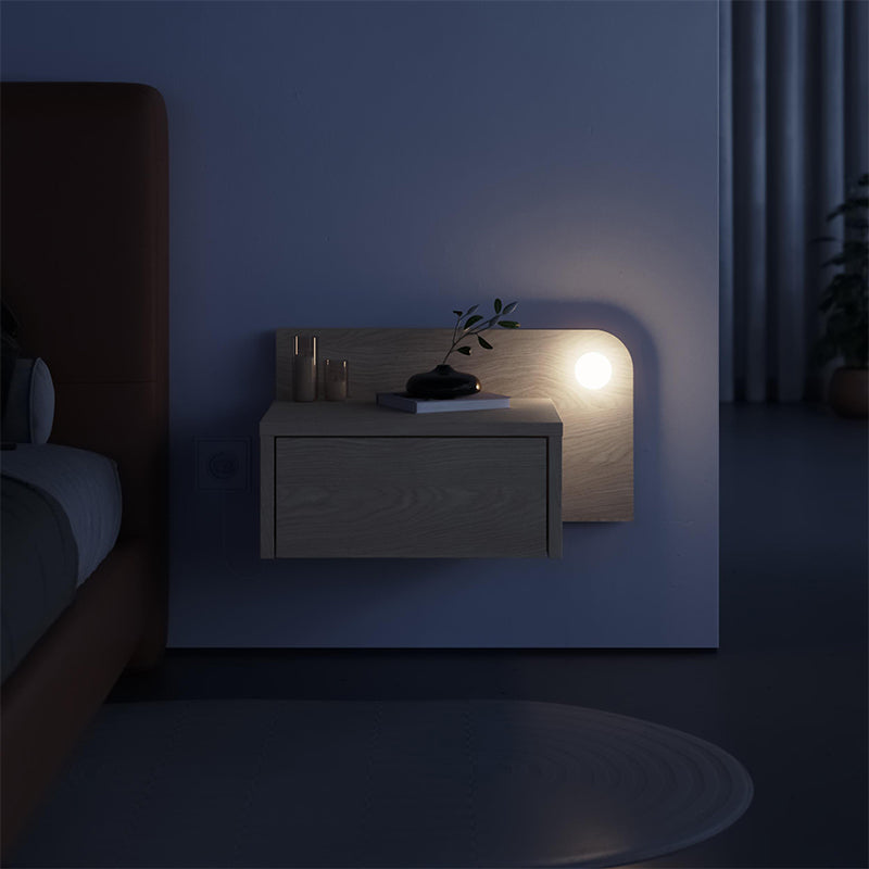 Κομοδίνο Επιτοίχιο Dotta με LED Χρώμα Light Oak 52x33,6x28