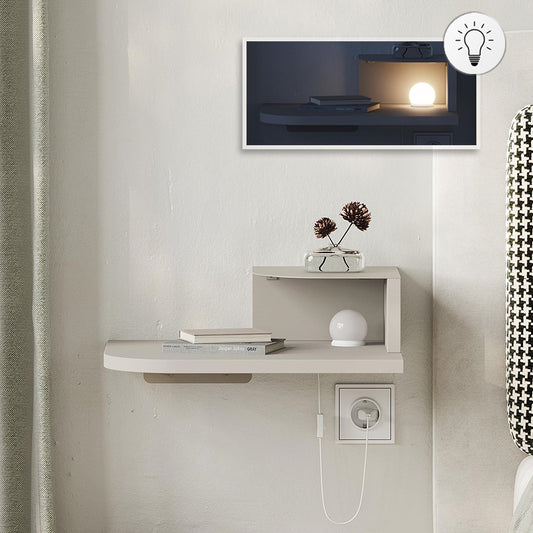Κομοδίνο Επιτοίχιο Luno με LED Χρώμα Sandstone 40x30x16,2