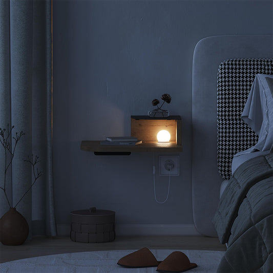 Κομοδίνο Επιτοίχιο Luno με LED Χρώμα Sepet Oak 40x30x16,2