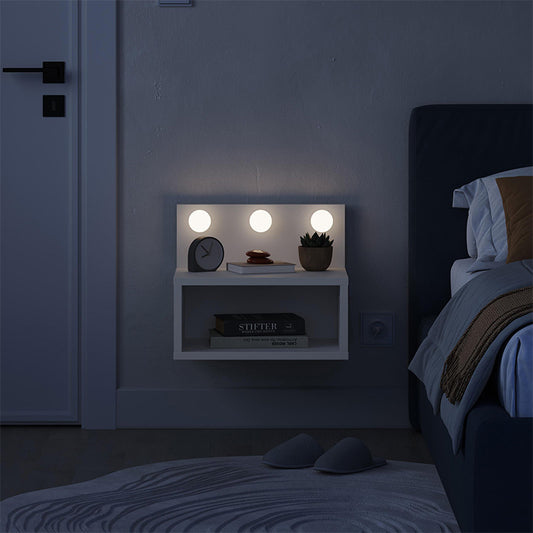 Κομοδίνο Επιτοίχιο Treo με LED Χρώμα Λευκό 40x30x33,8
