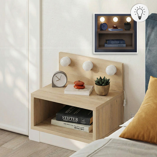Κομοδίνο Επιτοίχιο Treo με LED Χρώμα Sapphire Oak 40x30x33,8