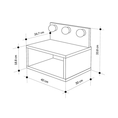 Κομοδίνο Επιτοίχιο Treo με LED Χρώμα Sapphire Oak 40x30x33,8