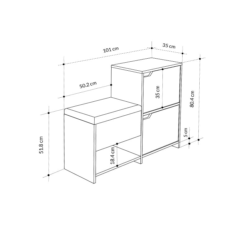 Παπουτσοθήκη Haven Χρώμα Sapphire Oak - Ανθρακί 101x35x80,4