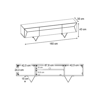 Έπιπλο Τηλεόρασης Jacomen Χρώμα Sapphire Oak 160x35x43