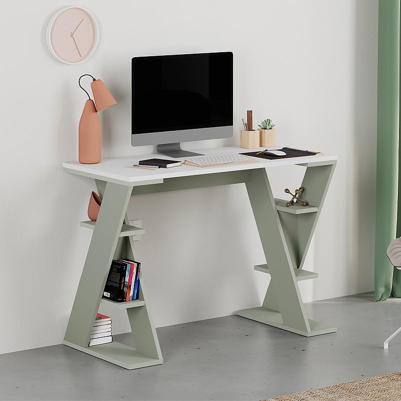 Γραφείο Εργασίας Papillon Χρώμα Ash Green - Λευκό 106x50x75