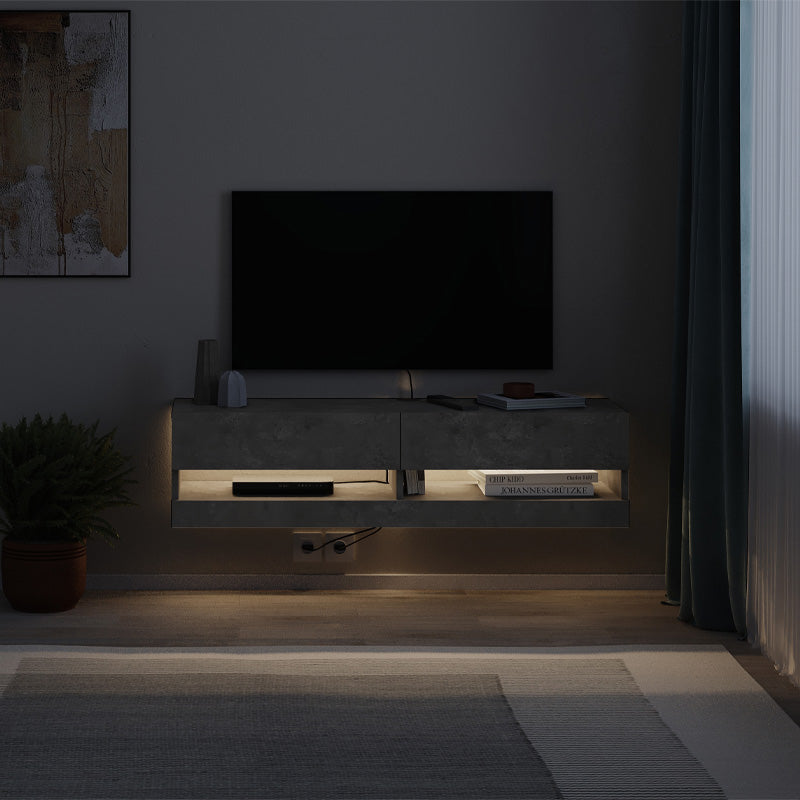 Έπιπλο Τηλεόρασης Επιτοίχιο Moon με LED Χρώμα Γκρι Ρετρό 120x33,8x30