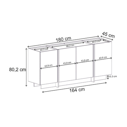 Dorma Buffet Walnut Milano 180x45x80.2