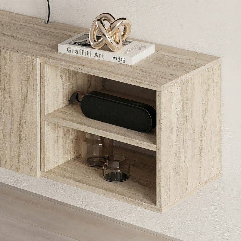 Έπιπλο Τηλεόρασης Επιτοίχιο Conrad Χρώμα Travertine 140x35x38