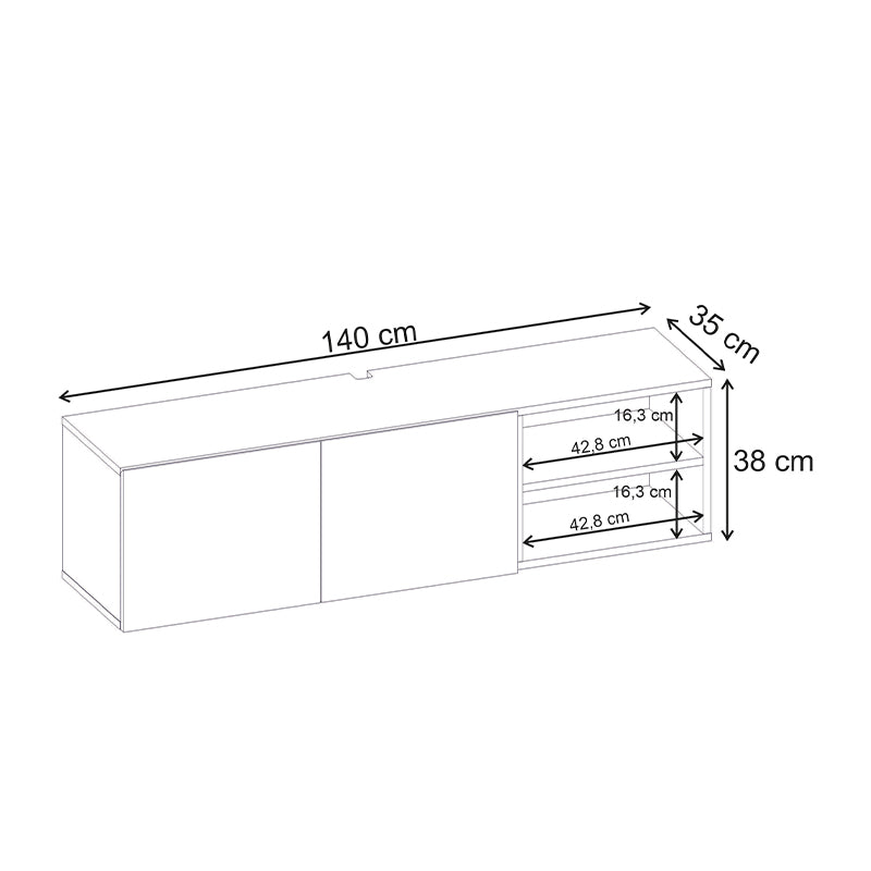 Έπιπλο Τηλεόρασης Επιτοίχιο Conrad Χρώμα Travertine 140x35x38