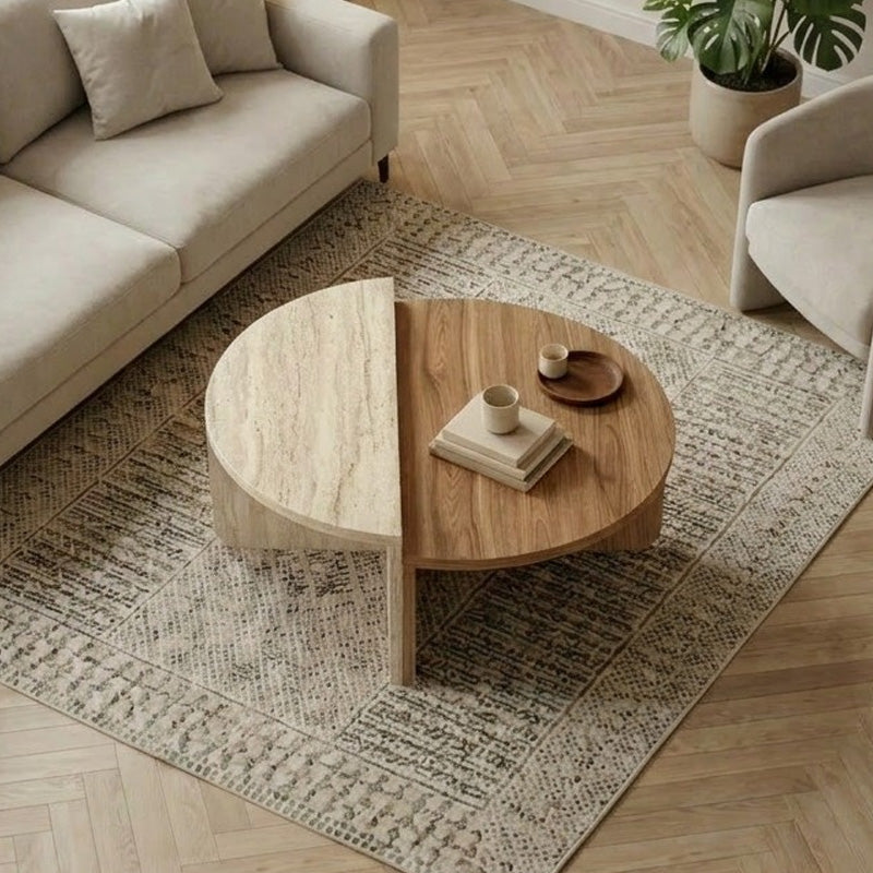 Τραπεζάκι Σαλονιού Aloeva Χρώμα Καρυδί UD - Travertine Ø90x37