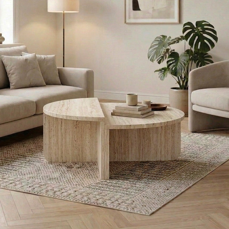 Τραπεζάκι Σαλονιού Aloeva Χρώμα Travertine Ø90x37