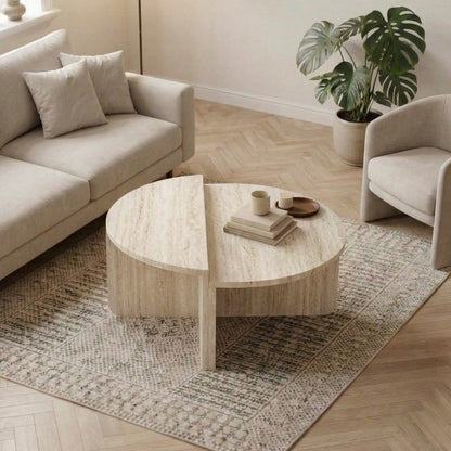 Τραπεζάκι Σαλονιού Aloeva Χρώμα Travertine Ø90x37