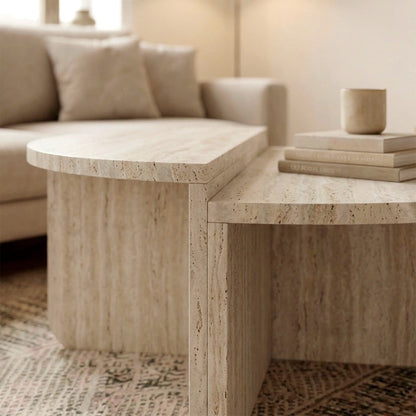 Τραπεζάκι Σαλονιού Aloeva Χρώμα Travertine Ø90x37