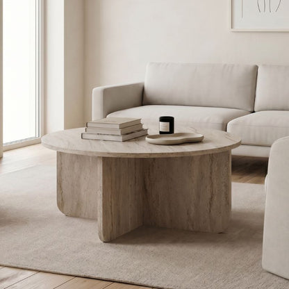 Hillary Coffee Table Travertine Colour Ø80x38