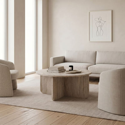 Hillary Coffee Table Travertine Colour Ø80x38