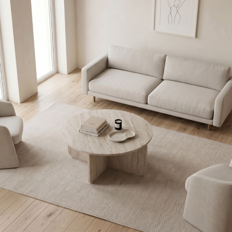 Hillary Coffee Table Travertine Colour Ø80x38