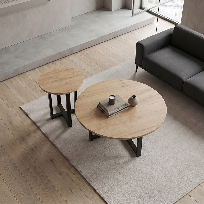 Τραπεζάκι Σαλονιού Σετ 2 Τμχ Mesa Χρώμα Sapphire Oak Ø90x35,5
