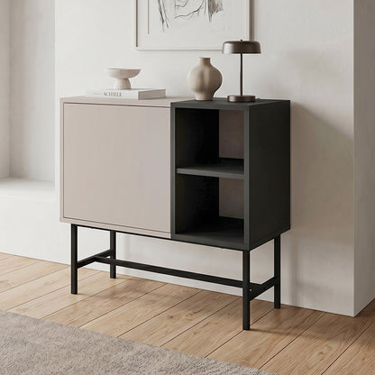 Μπουφές Mona Χρώμα Sandstone - Black Wood 81x40x80