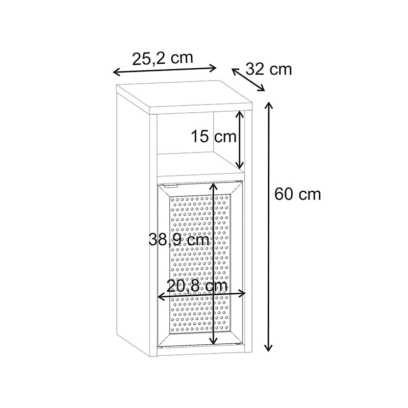 Κομοδίνο Inca Χρώμα Light Oak 25,2x32x60