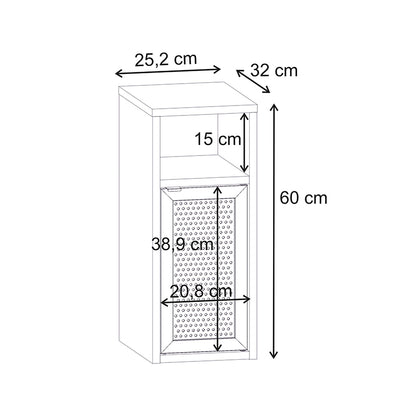 Κομοδίνο Inca Χρώμα Light Oak 25,2x32x60
