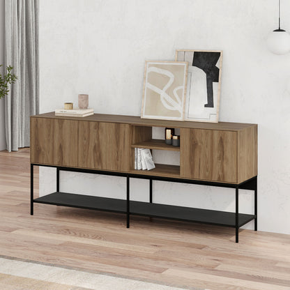 Amira Sideboard Walnut Color UD - Black Wood 180x40x80