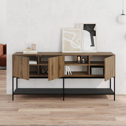 Amira Sideboard Walnut Color UD - Black Wood 180x40x80